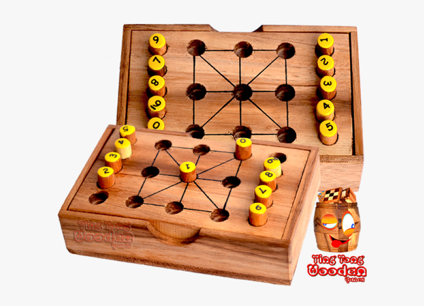 Tic Tac Toe Strategy Game In Wooden Box And 9 Digits - Wood, HD Png Download, Free Download