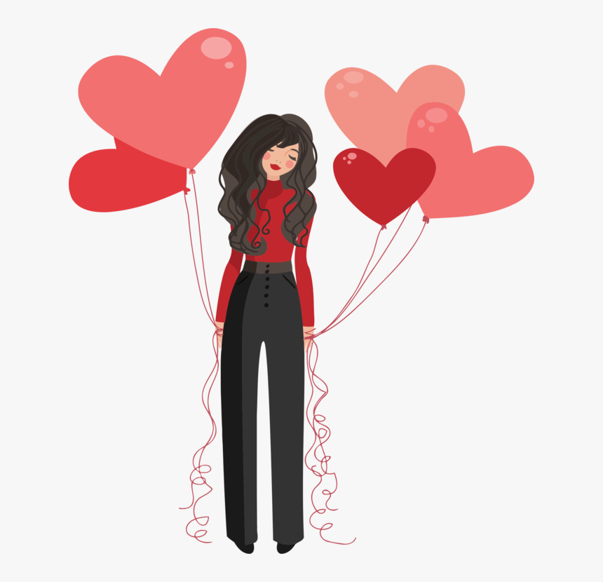 Girlfriend Love Letter Drawing - Девушка С Воздушным Шаром, HD Png Download, Free Download