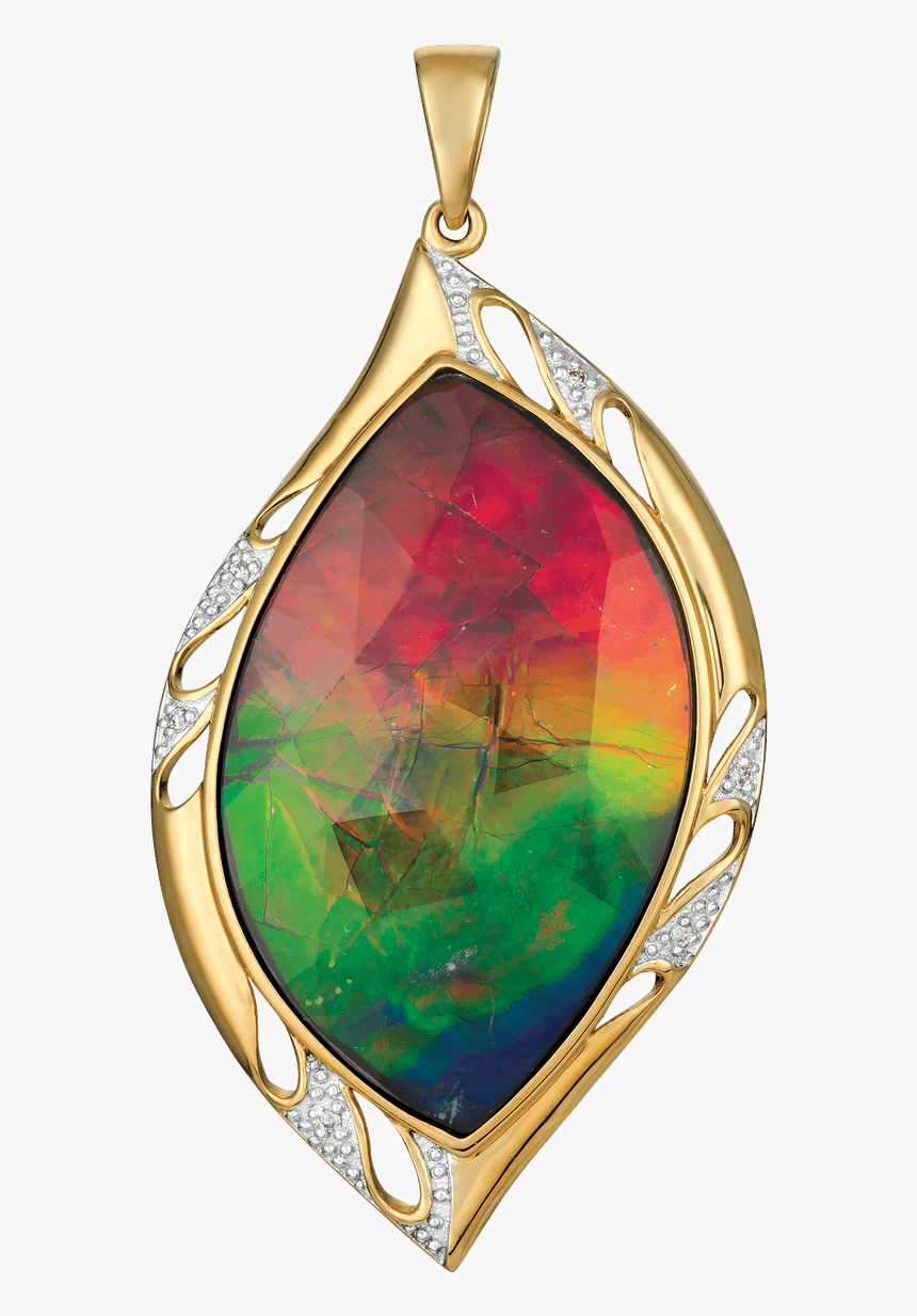 Zaida 14k Yellow Gold Diamond Pendant By Korite Ammolite - Pendant, HD Png Download, Free Download