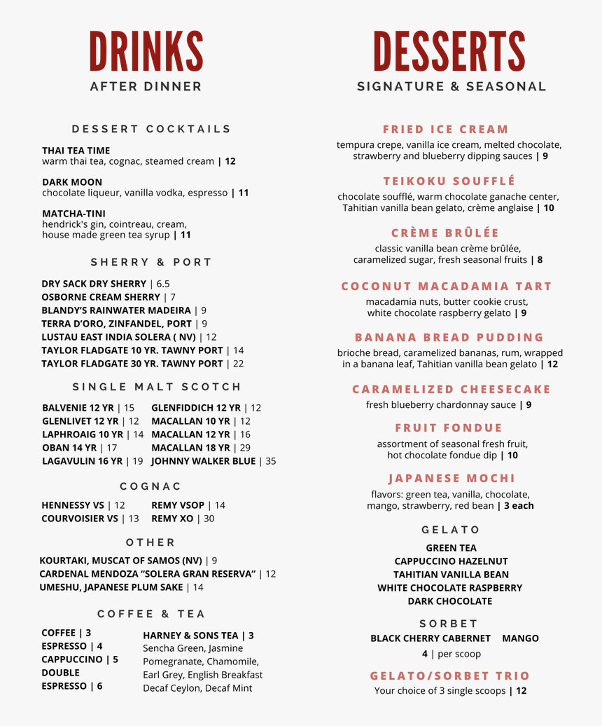 Teikoku Dessert Menu - Dessert Menus, HD Png Download, Free Download