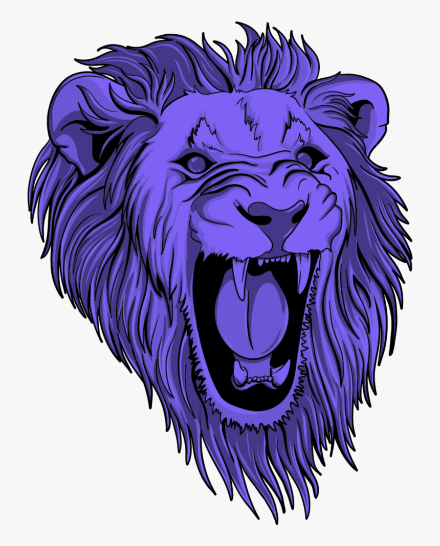 #mq #purple #lion #lions #head #wild - Roaring Lion Logo Black And White Png, Transparent Png, Free Download