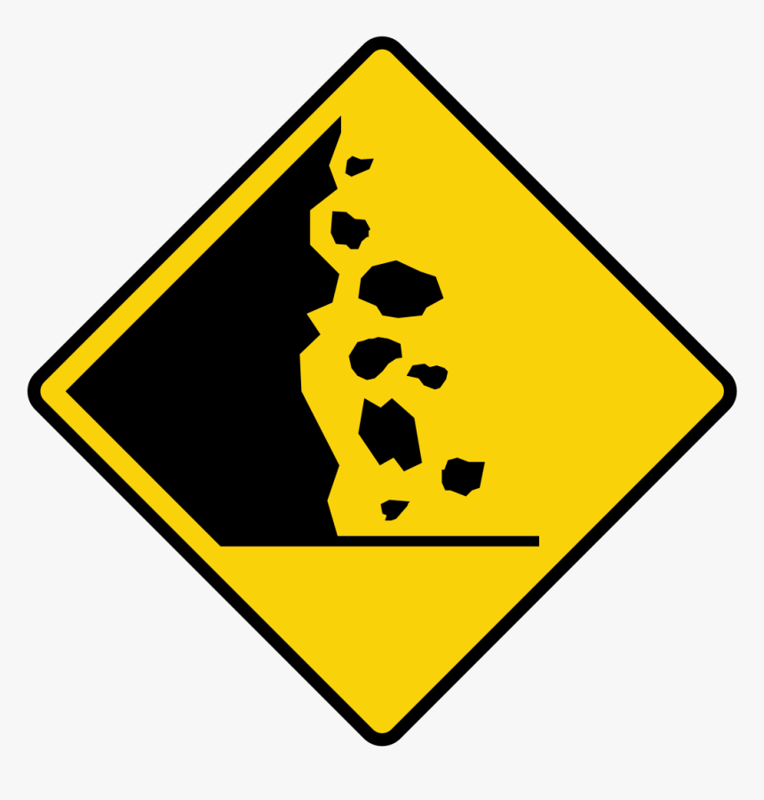 Caution Falling Rocks Sign, HD Png Download, Free Download