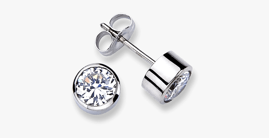 Round Bezel - Diamond Stud Earring Tube, HD Png Download, Free Download