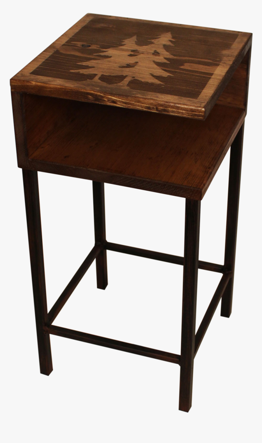 Burnt Sienna/stain Iron Drink Table With Wooden Shelf - Forno Para Assar Frango, HD Png Download, Free Download