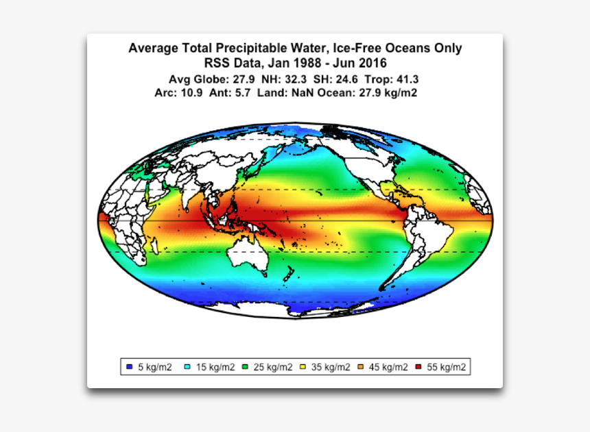 Map Average Tpw Rss - Precipitable Water Units, HD Png Download, Free Download