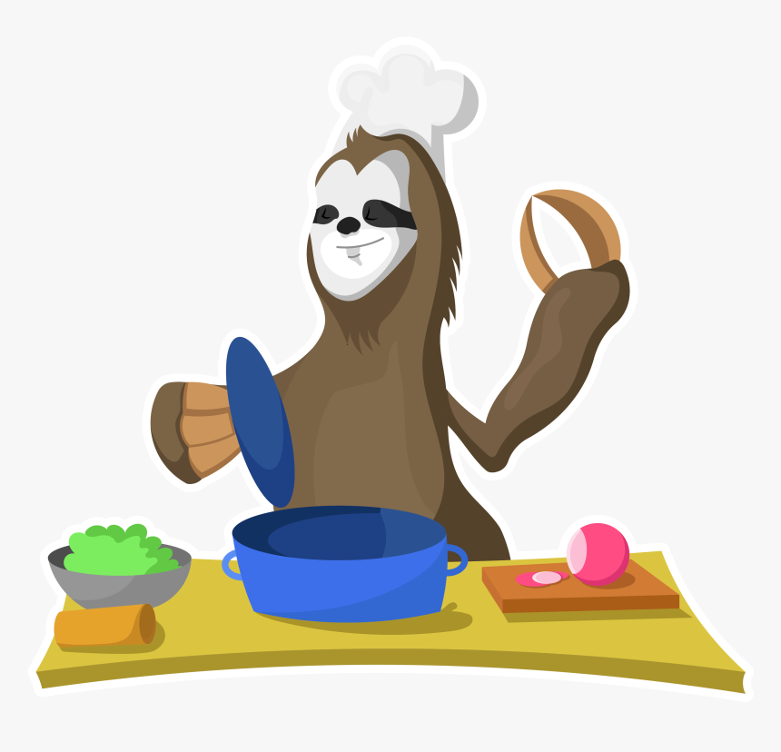 Sloth Cooking On Twitter - Cartoon Sloth Cooking, HD Png Download, Free Download