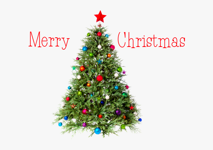 Merry Christmas Png Image With Christmas Tree And Decoration, Transparent Png, Free Download