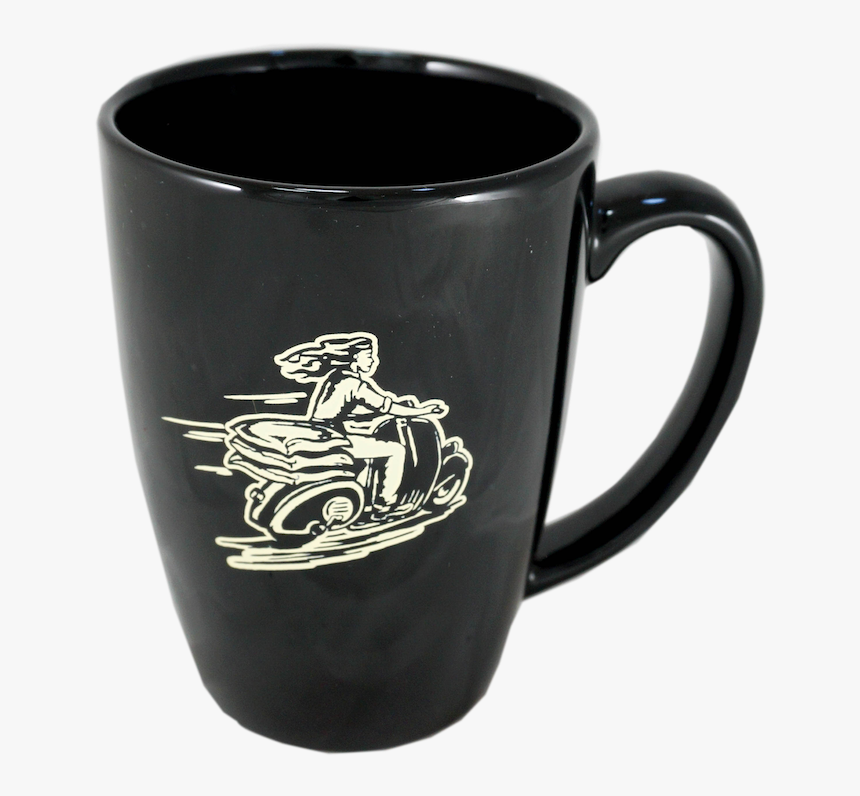 Sparkplug Coffee Mug Black With Logo And Scooter Gal - Mug, HD Png Download, Free Download