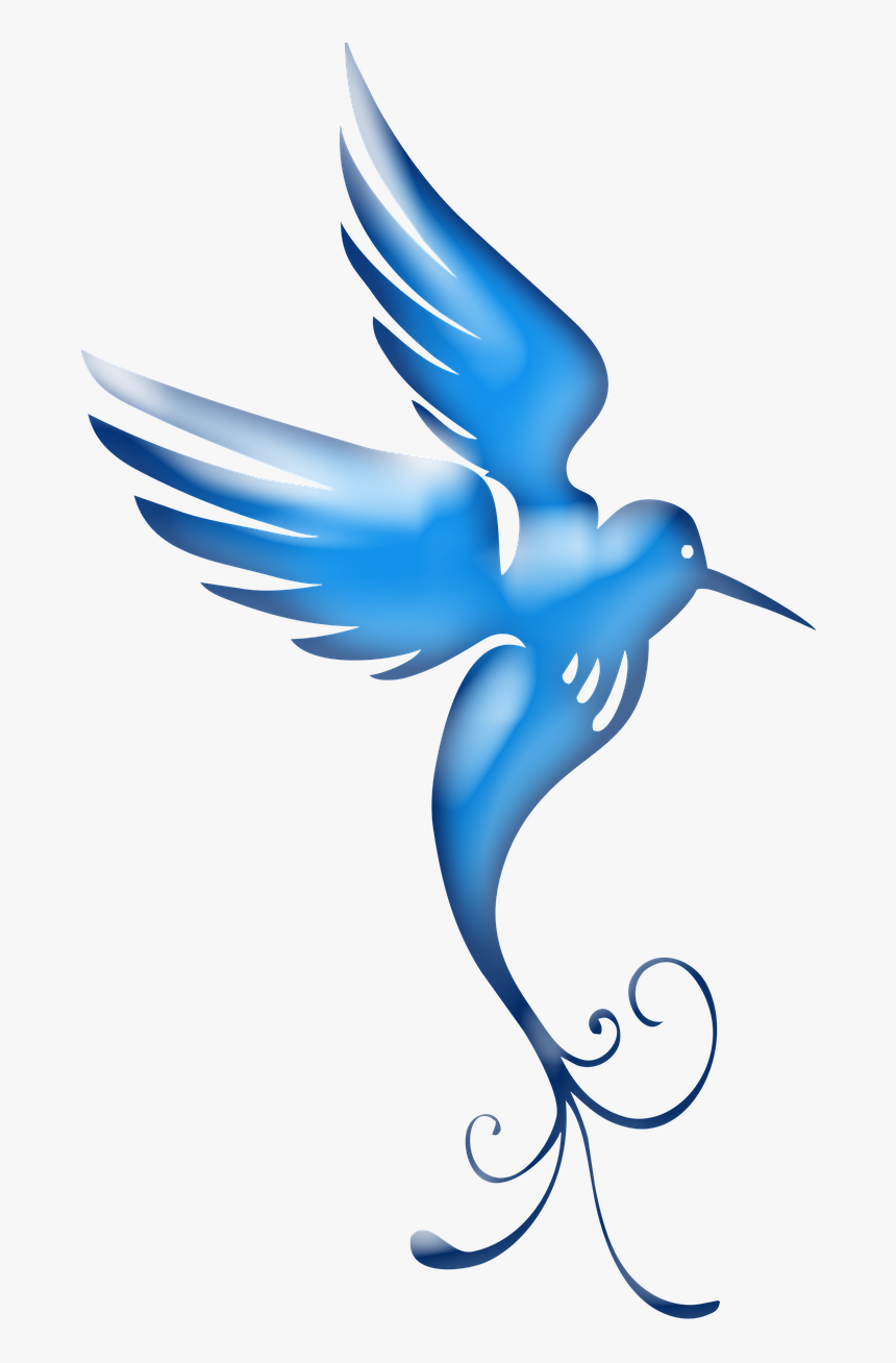 Bird Blue Satin Stylized Free Photo - Swirl Bird Silhouette, HD Png Download, Free Download