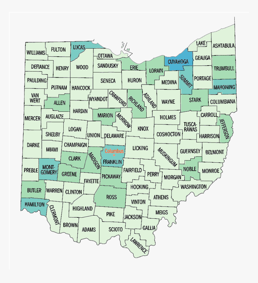 Black Or African American Persons, Percent, - Printable Ohio County Map, HD Png Download, Free Download