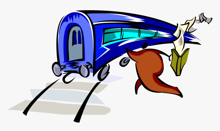 Vector Illustration Of Passenger Commuter Running To - Train Catching Cartoon Png, Transparent Png, Free Download