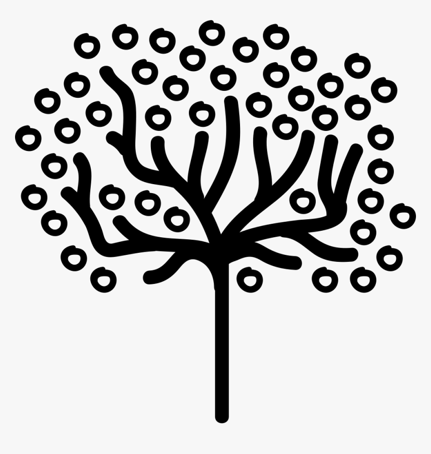 Tree Shape Of Thin Trunk With Small Leaves Circles - Icon, HD Png Download, Free Download
