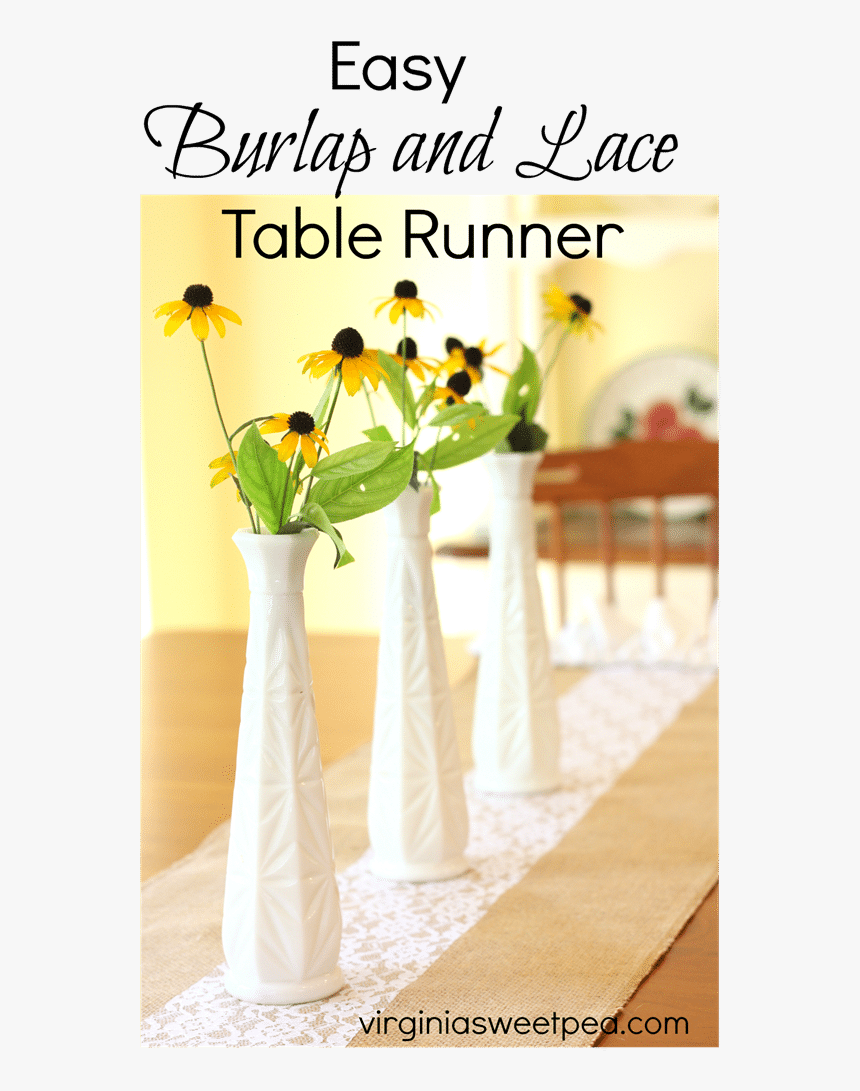 Make An Easy Burlap And Lace Table Runner Embellished - Centrepiece, HD Png Download, Free Download