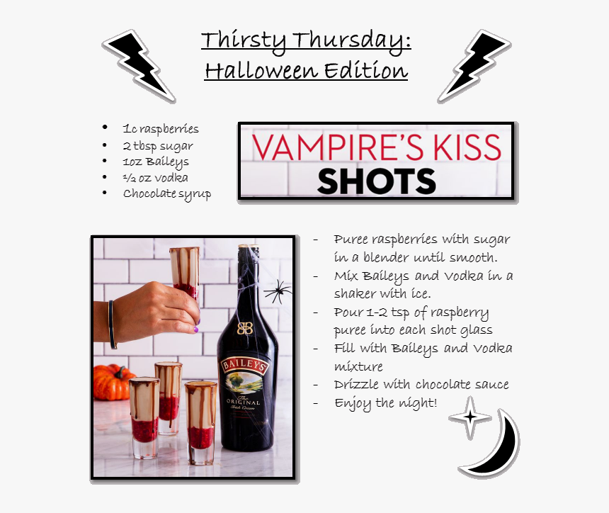 Thirsty Thursday Halloween Edition - Vampire Kiss Shot Recipe Baileys, HD Png Download, Free Download