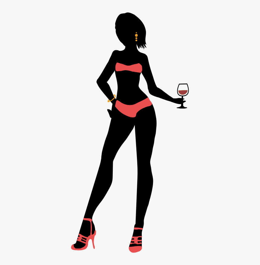 Bikini Wine Girl - Lady Drinking Wine Cartoon Transparent, HD Png Download, Free Download