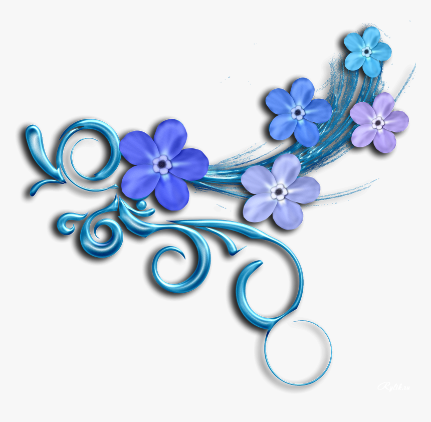 Decorative Corner Png - Blue Flower Corners Png Clipart, Transparent Png, Free Download