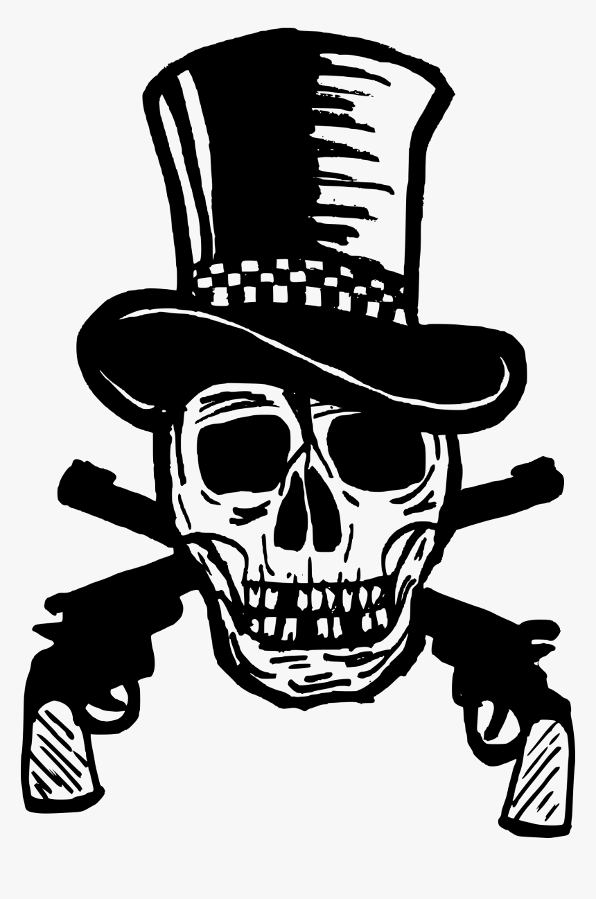 The Gunfighter Skull Clip Arts - Gambar Tengkorak Hitam Putih, HD Png Download, Free Download