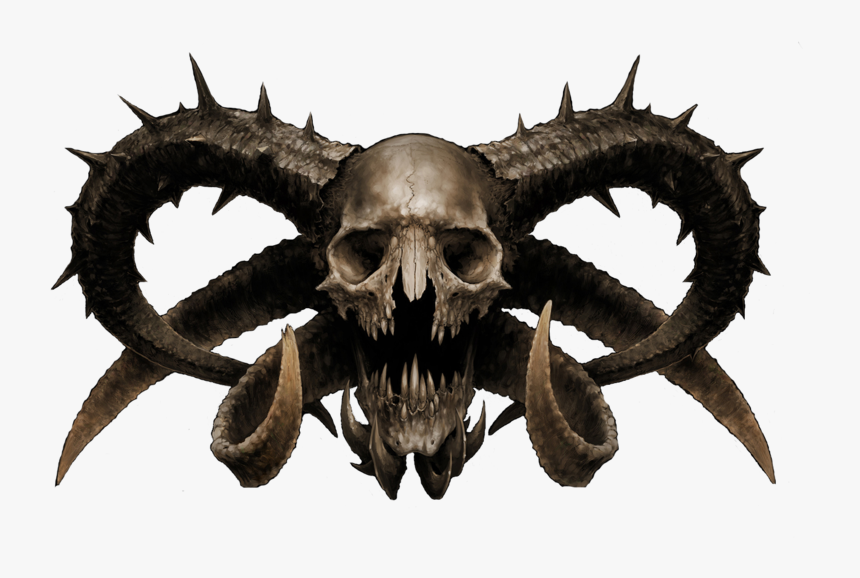 Skull Horns Png - Demon Skull Png, Transparent Png, Free Download