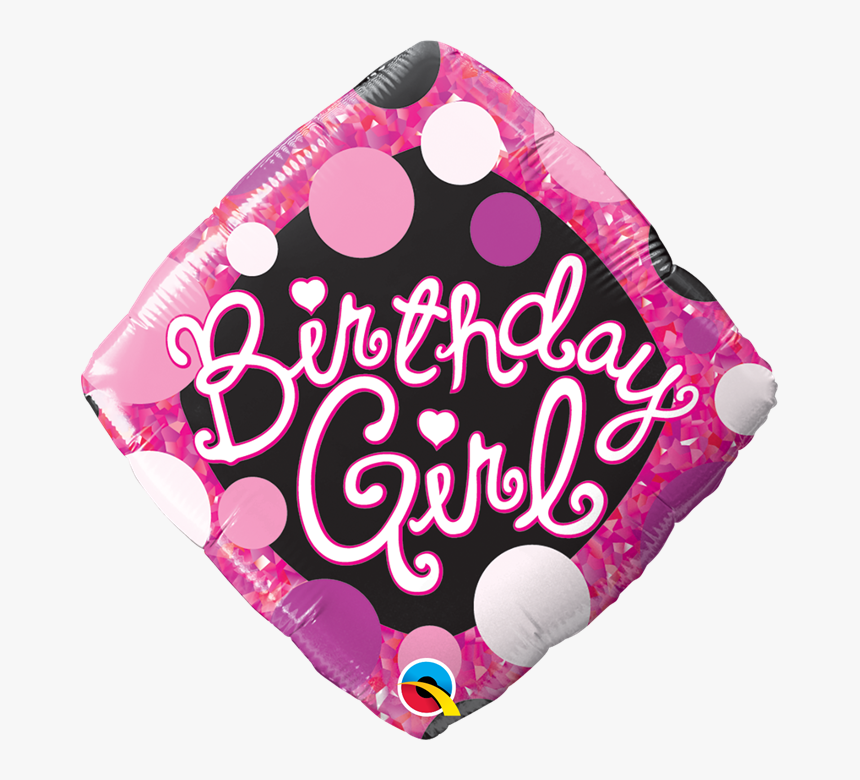18 Inch Happy Birthday Girl With Pink & Black Foil - Happy Birthday Pink And Black Balloons, HD Png Download, Free Download