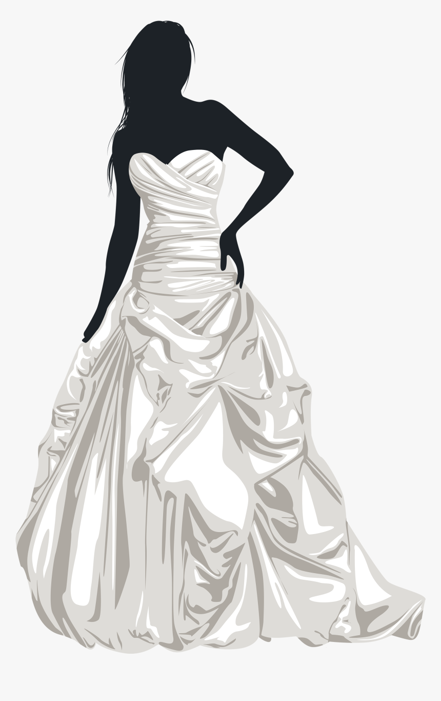 Bride Silhouette Wedding Dress Clip Art - Wedding Dress Clip Art Png, Transparent Png, Free Download