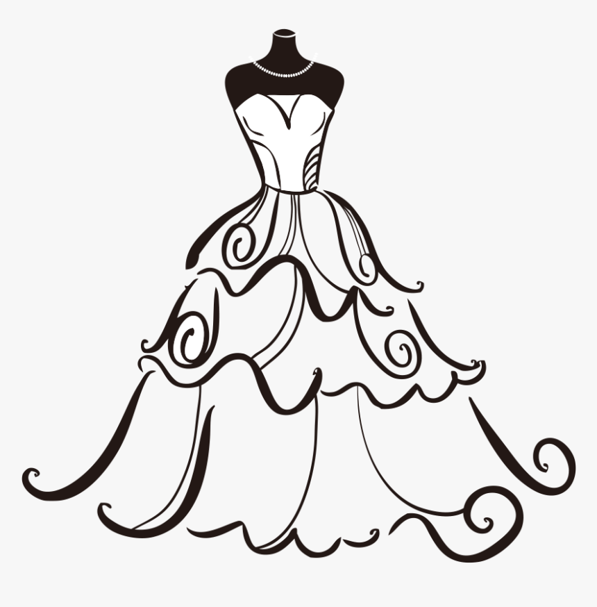 Banner Free Dress Bride Clip Art Transprent - Clipart Wedding Dress, HD Png Download, Free Download