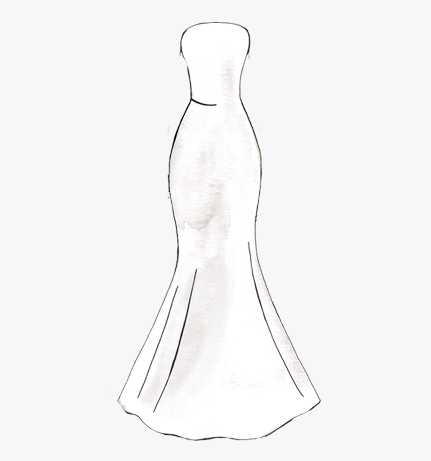 Mermaid Silhouette Sketch - Mermaid Wedding Dress Outline, HD Png Download, Free Download