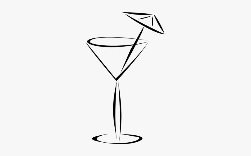 Line Art,champagne Stemware,martini Glass - Cocktail Clipart Black And White, HD Png Download, Free Download