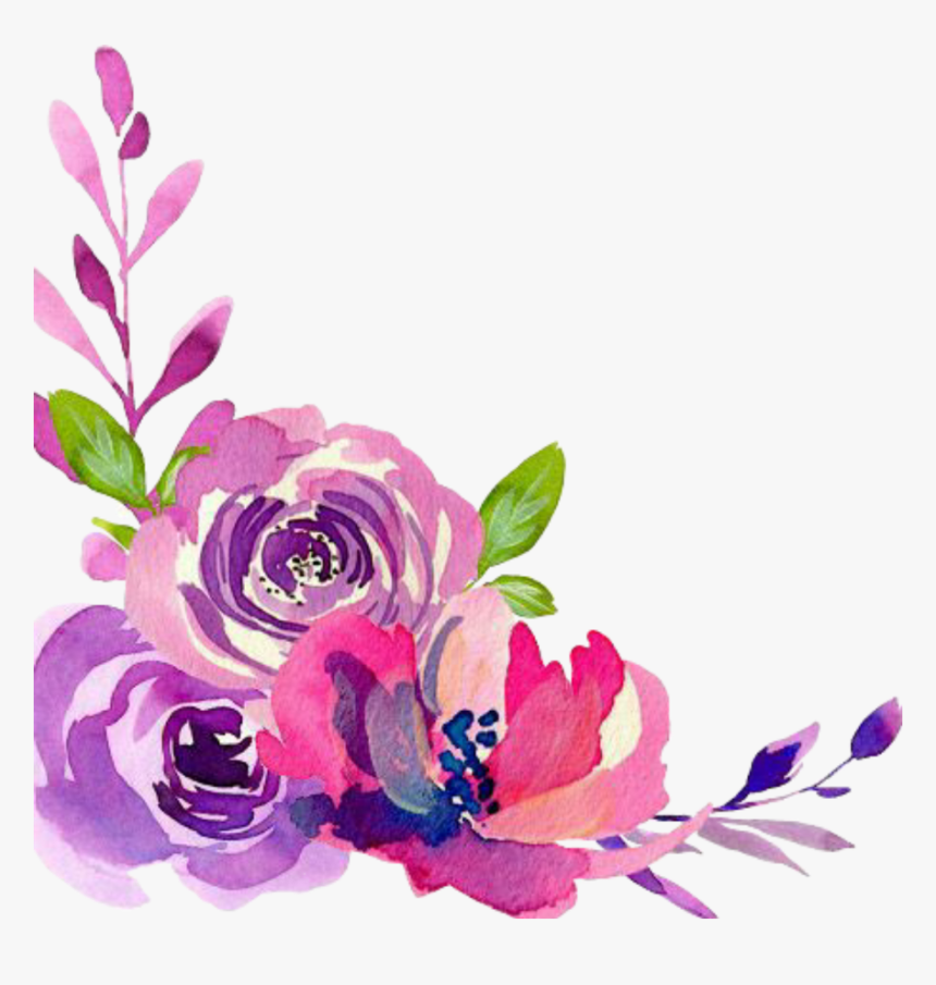 Flower Border Wallpaper Desktop Watercolor Design Floral - Watercolor Flower Border Transparent, HD Png Download, Free Download