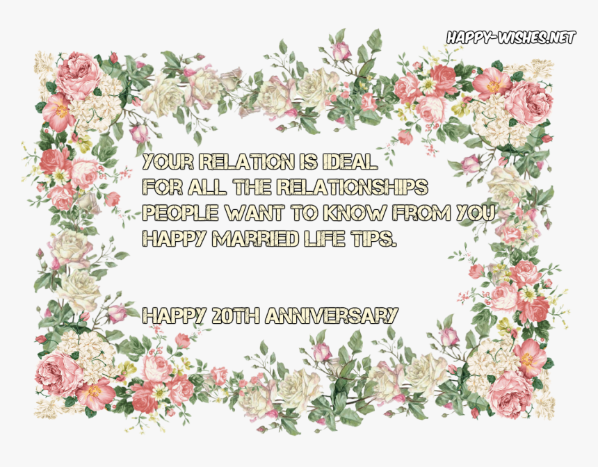 Happy 20th Anniversary Wishes - Floral Frame Transparent Background, HD Png Download, Free Download
