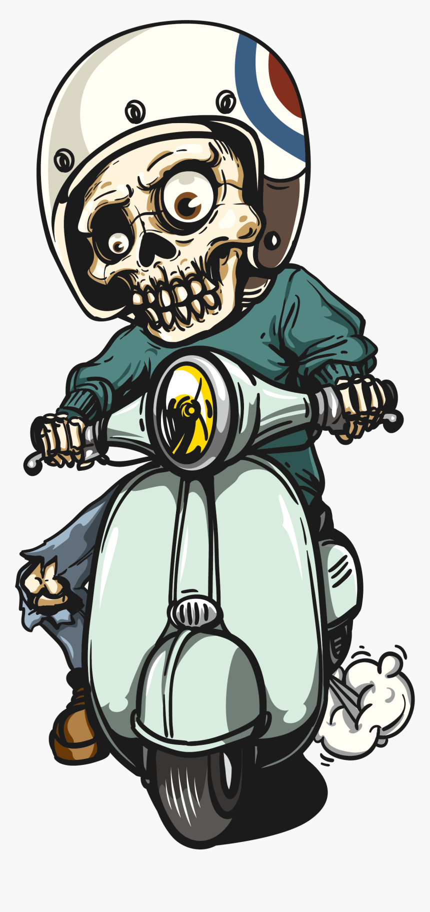 Transparent Santa On Motorcycle Clipart - Skull Vespa, HD Png Download, Free Download