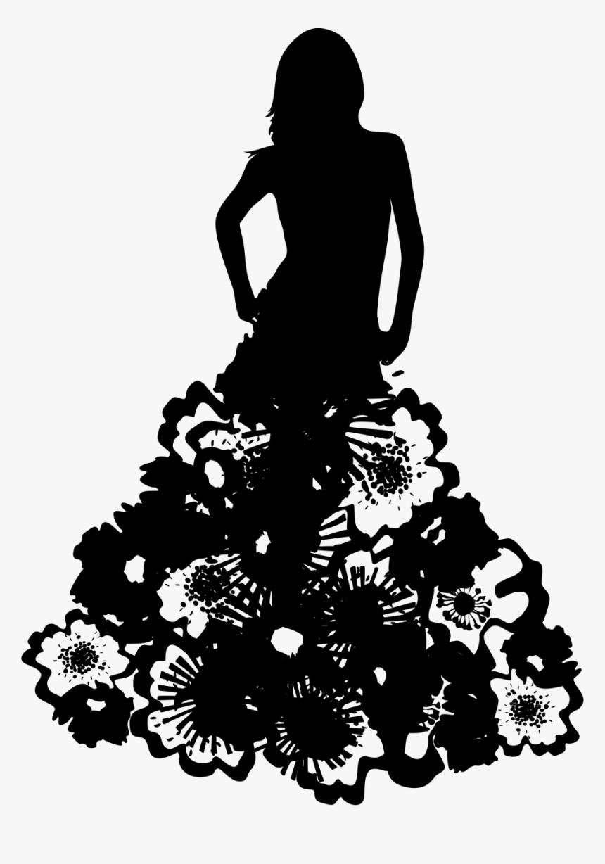 Wedding Dress Gown Silhouette Clothing - Model Dress Silhouette Png, Transparent Png, Free Download