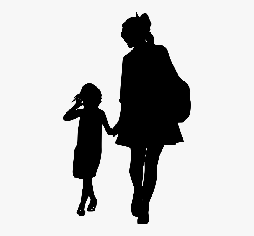 Silhouette, Mother, Daughter, Together, Walking, Family - Mother And Daughter Clipart, HD Png Download, Free Download