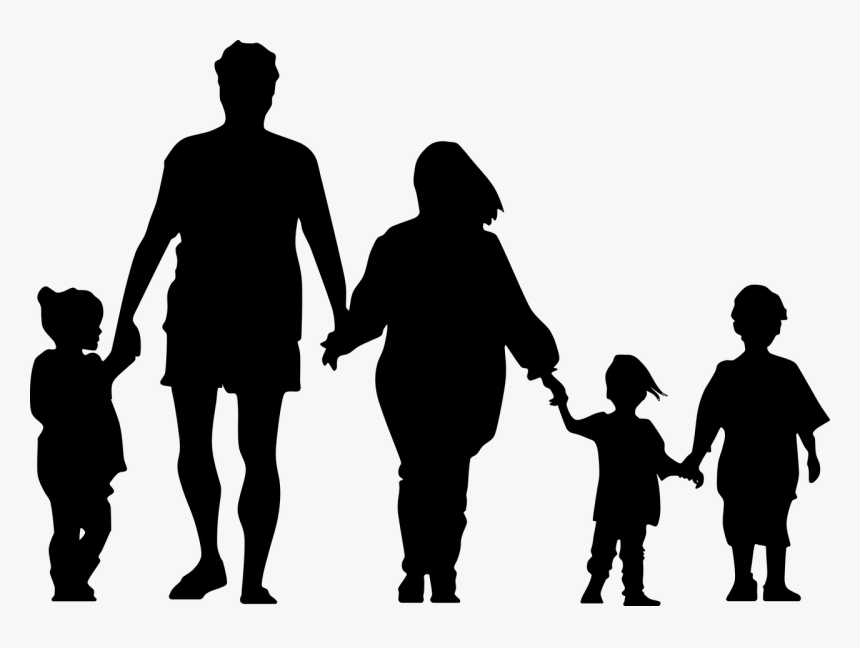 Silhouette Of A Family Holding Hands, HD Png Download, Free Download