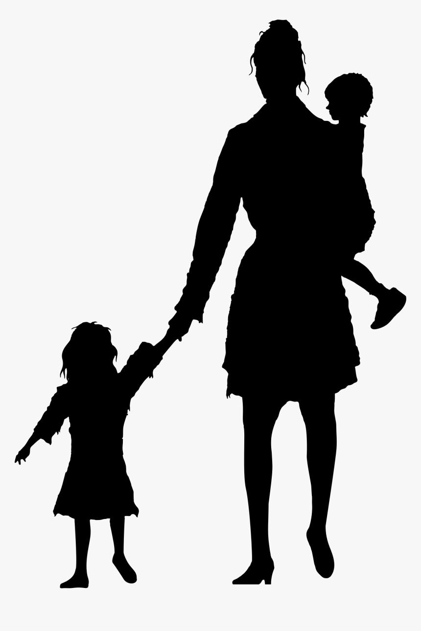 Stock Photography Silhouette Royalty-free Child Mother - Mother And Children Silhouette, HD Png Download, Free Download