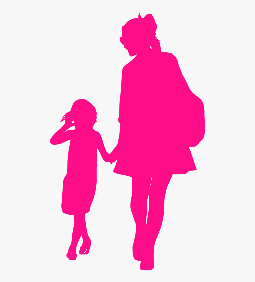 #silhouette #mom #daughter #people #pink - People Walking Png Silhouette, Transparent Png, Free Download