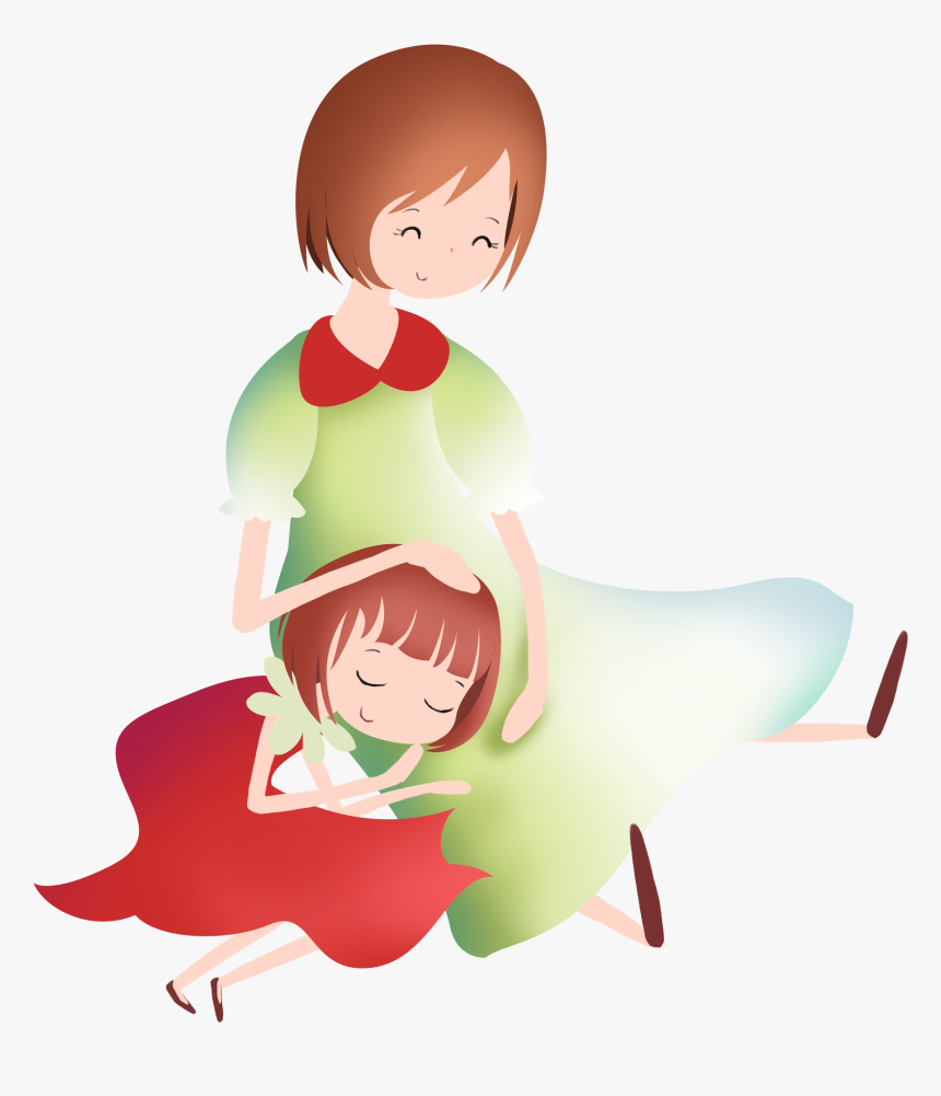 Hand Painted Cartoon Mother And Daughter Decoration - Daughter Mother  Cartoon Png, Transparent Png - kindpng