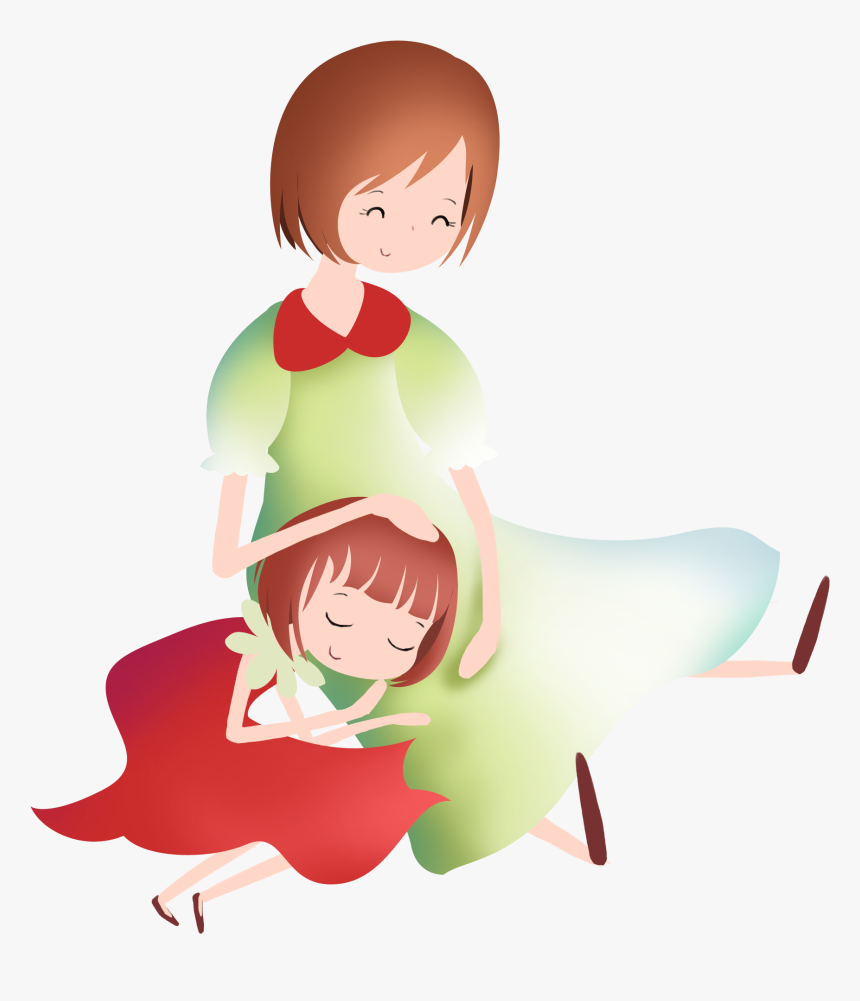 Hand Painted Cartoon Mother And Daughter Decoration - Daughter Mother Cartoon Png, Transparent Png, Free Download