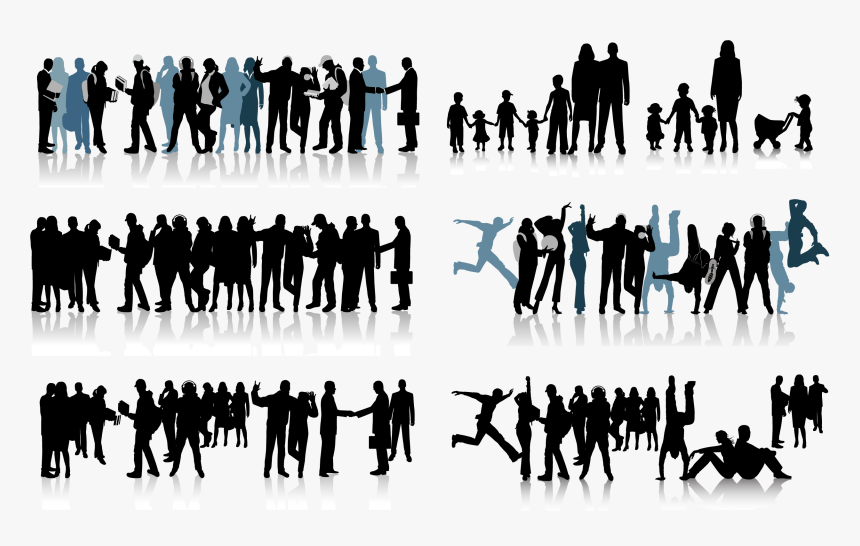 All Kinds Of People Black And White Silhouette Vector - People Photoshop Black And White, HD Png Download, Free Download