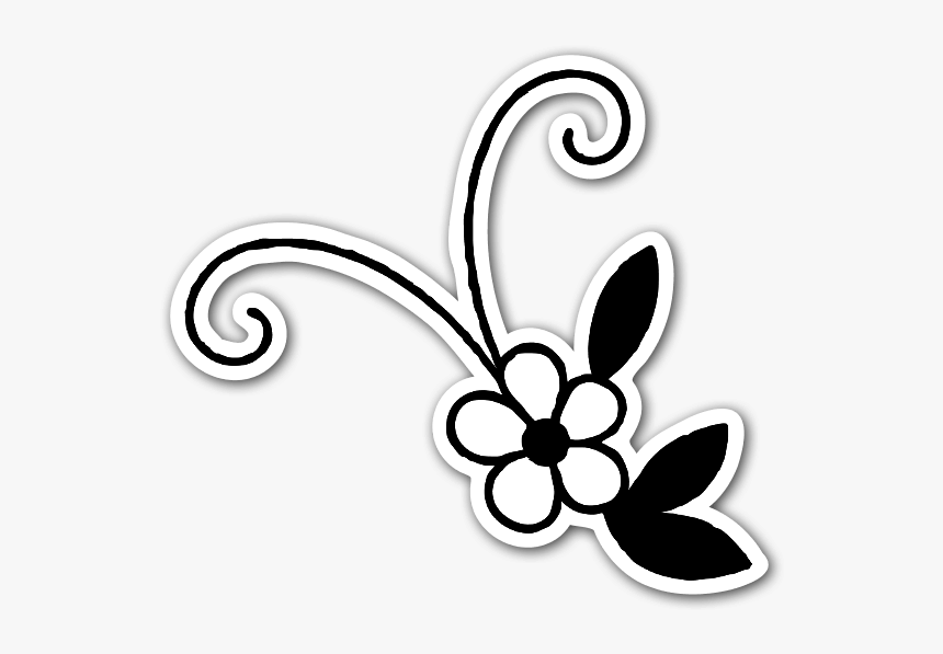 Cute Black And White Flower Sticker - Flor Preto E Branco Png, Transparent Png, Free Download