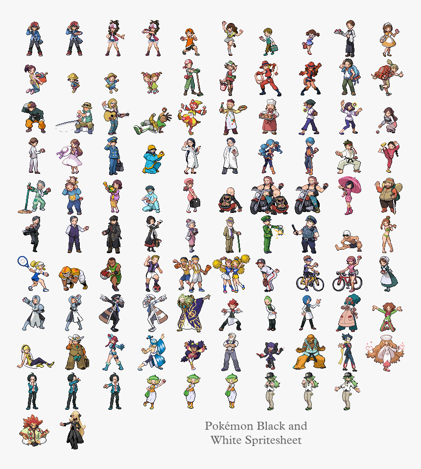 Transparent People Png Black And White - Pokemon Black Trainer Sprites, Png Download, Free Download