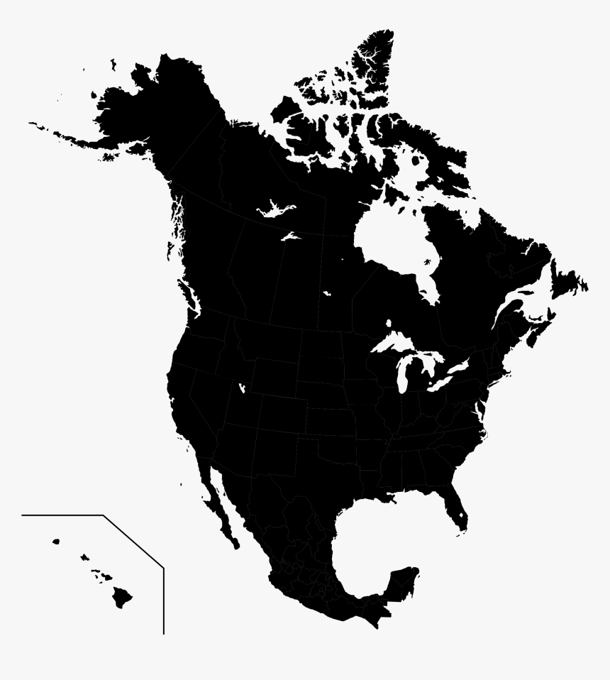 Clip Art File Blankmap Subdivisions Svg - Black North America Outline, HD Png Download, Free Download