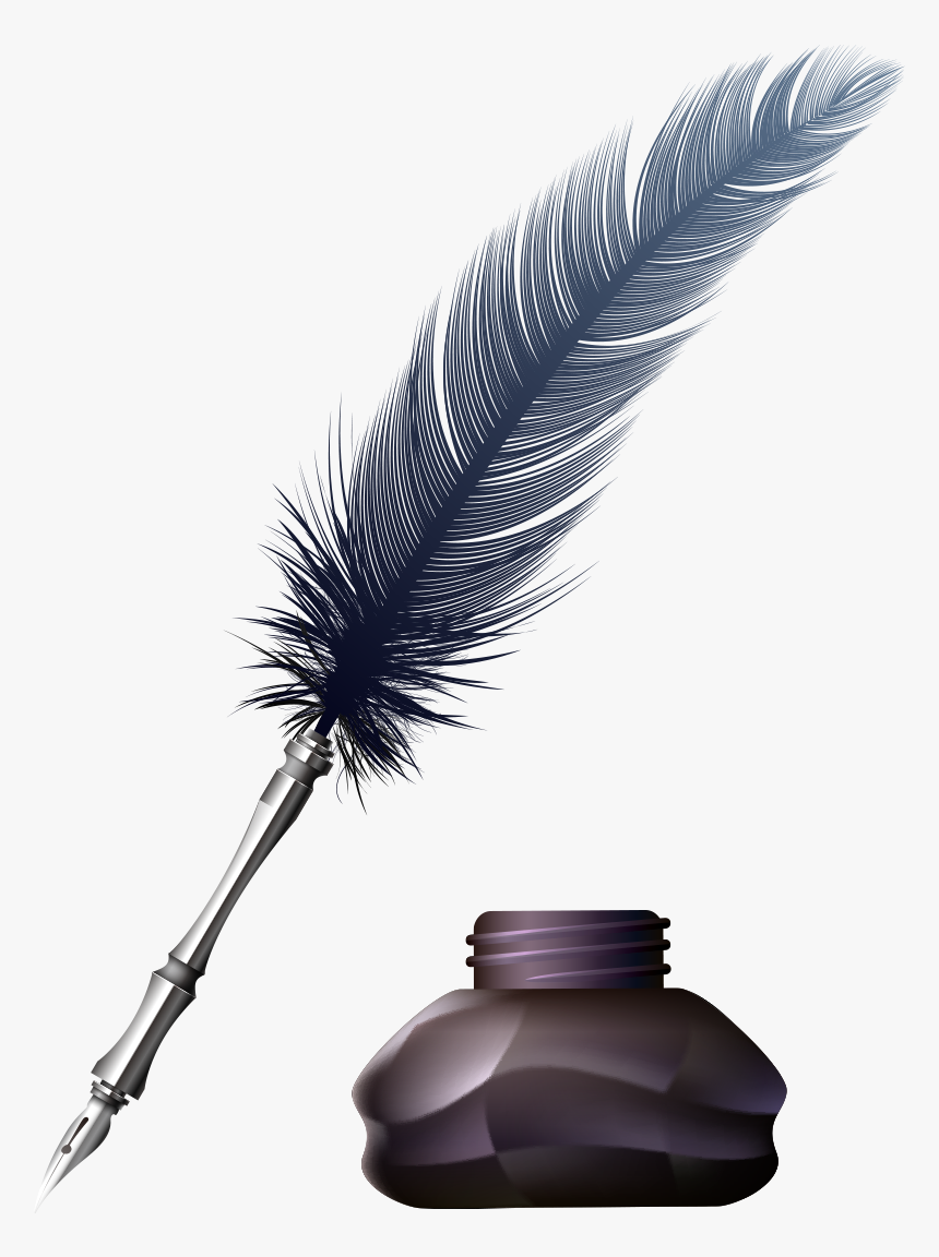 Inkwell Pen Png Image - Transparent Background Feather Pen Clipart, Png Download, Free Download