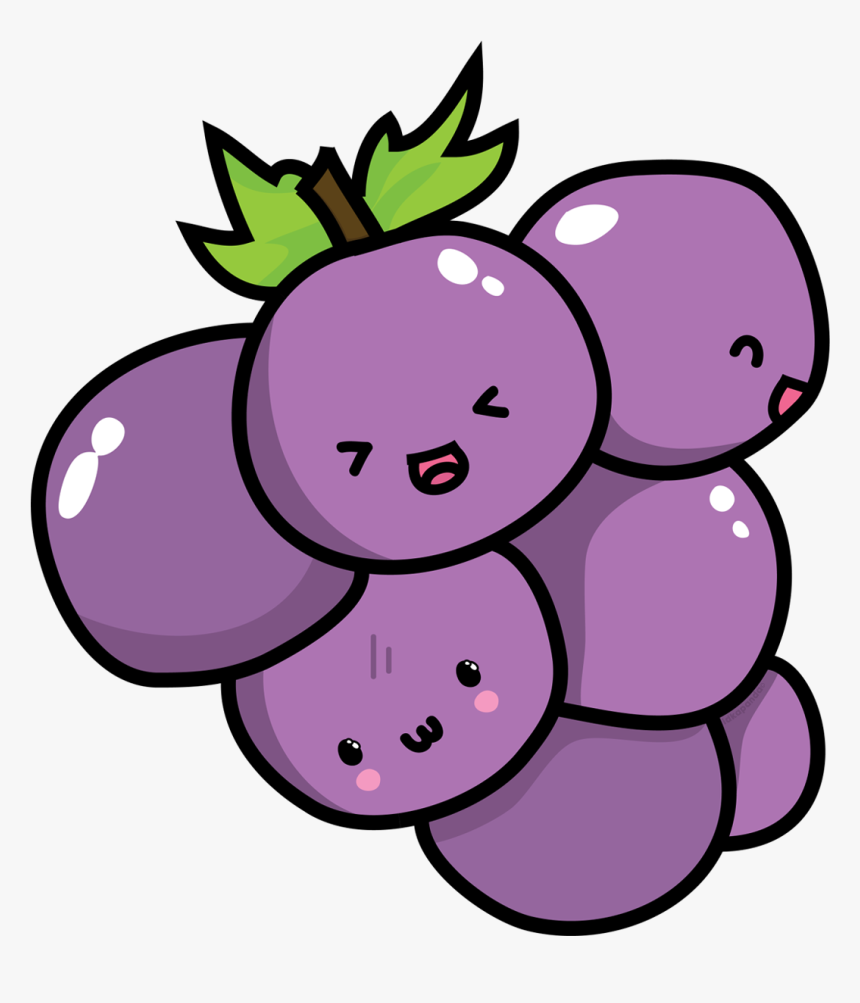 Kavaii Grape Chibi Food - Chibi Grapes, HD Png Download, Free Download