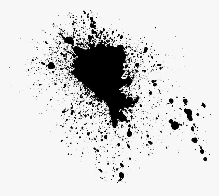 Hd Paint Splash Ink Drop Splattered Silhoue - Splatter Black Paint Drip, HD Png Download, Free Download