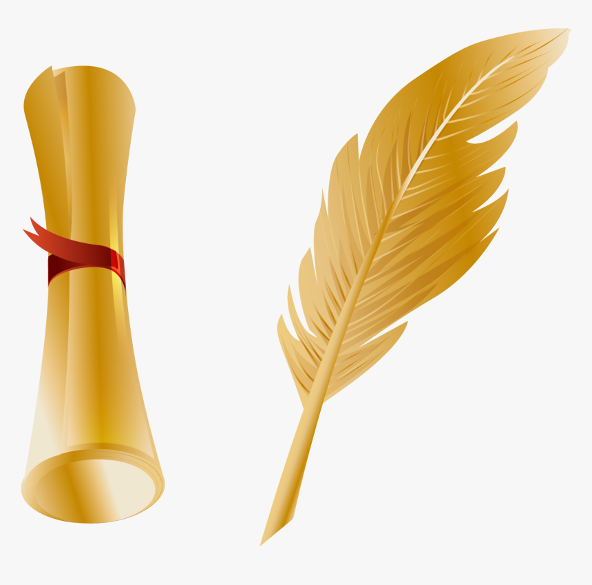 Paper Quill Pen Feather - Feather Quill And Paper, HD Png Download, Free Download