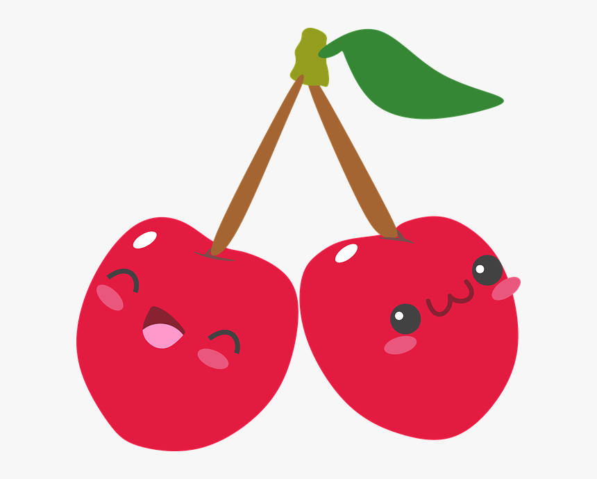 Cherry, Red, Network, Fruit, Cute, Kawaii, Sweet, Happy - Kawaii Cherry Transparent Background, HD Png Download, Free Download