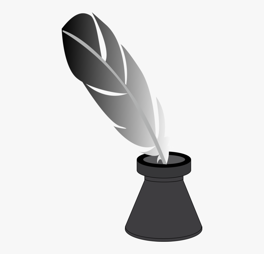 Feather,quill,black And White - Plumier Facile A Dessiner, HD Png Download, Free Download