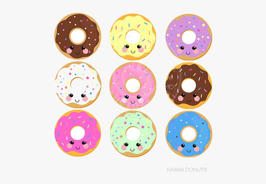 Donut Kawaii Donuts Cute Digital Clipart Graphics Clip - Cute Donut Clipart, HD Png Download, Free Download