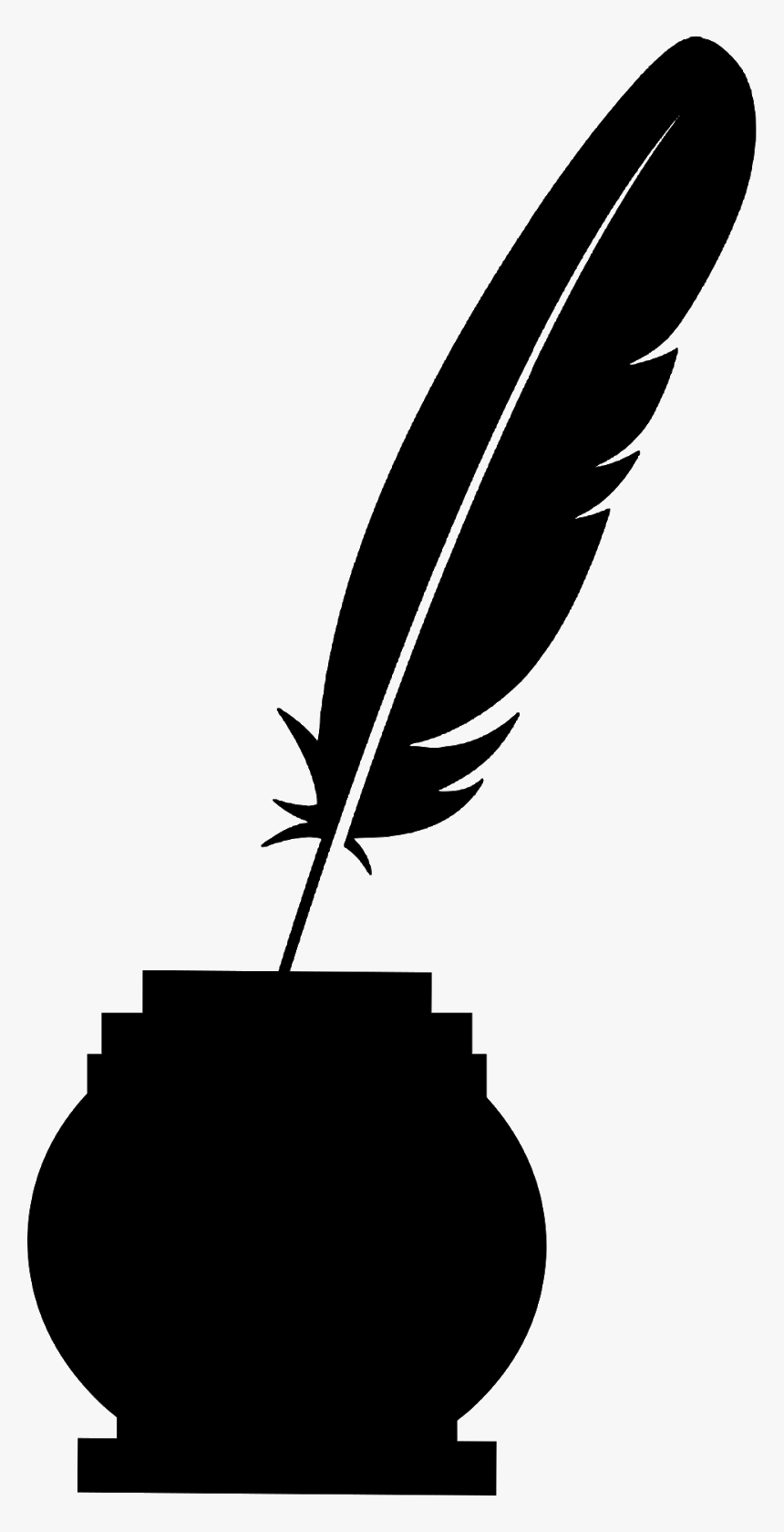 Quill Pen, Write, Silhouette, Author, Ink, Feather, - Transparent Background Feathers Clipart, HD Png Download, Free Download