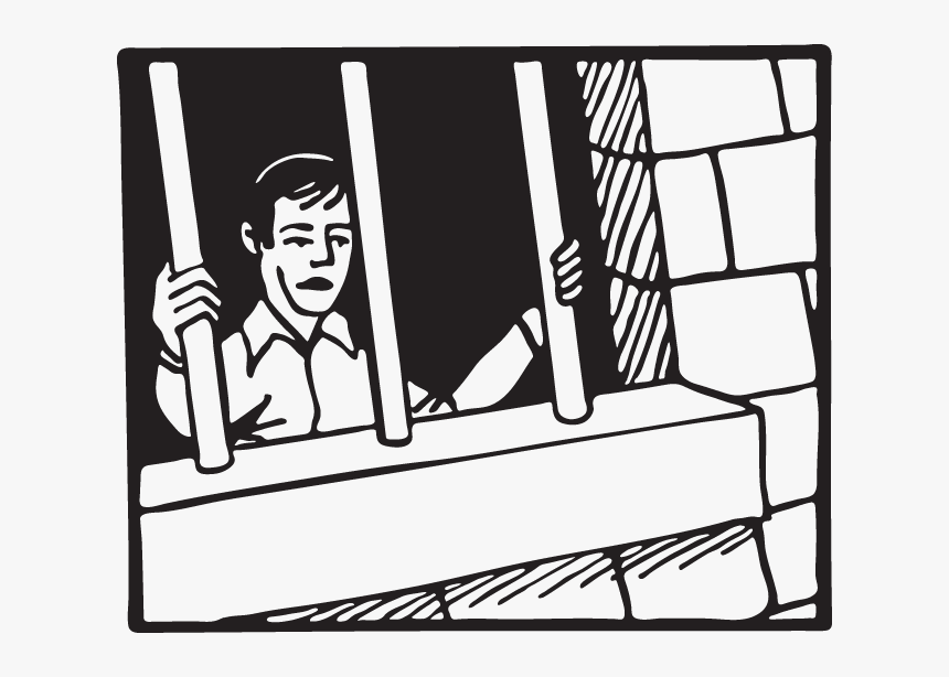 Man Behind Bars Cartoon - Man Behind Bars Drawing, HD Png Download, Free Download